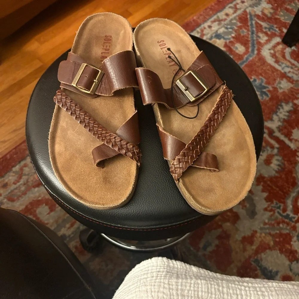 SOLEPLAY brown leather men’s stylish Sandals with braided strap, made in India